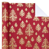 WRAPAHOLIC 30 Inch Jumbo 3D Kraft Christmas Wrapping Paper - 30 Inch x 16.5 Feet - Gold and Red Christmas Tree Wrapping Paper with Embossed Perfect for Holiday, Party Celebration