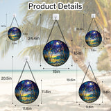 QZQCBLC Stained Glass Window Hanging Blue Purple Forest Trees Landscape Moon 6.3" - Suncatcher Door Garden Sun Catcher Home Decor Birthday Christmas for Mom Men Woman Nana