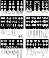 75 Pairs Gold Stud Earrings Set for Women, Trendy Hypoallergenic Pearl Cubic Zirconia Multiple Piercings Earrings Packs, Stud Hoops Earrings for Gift Jewelry