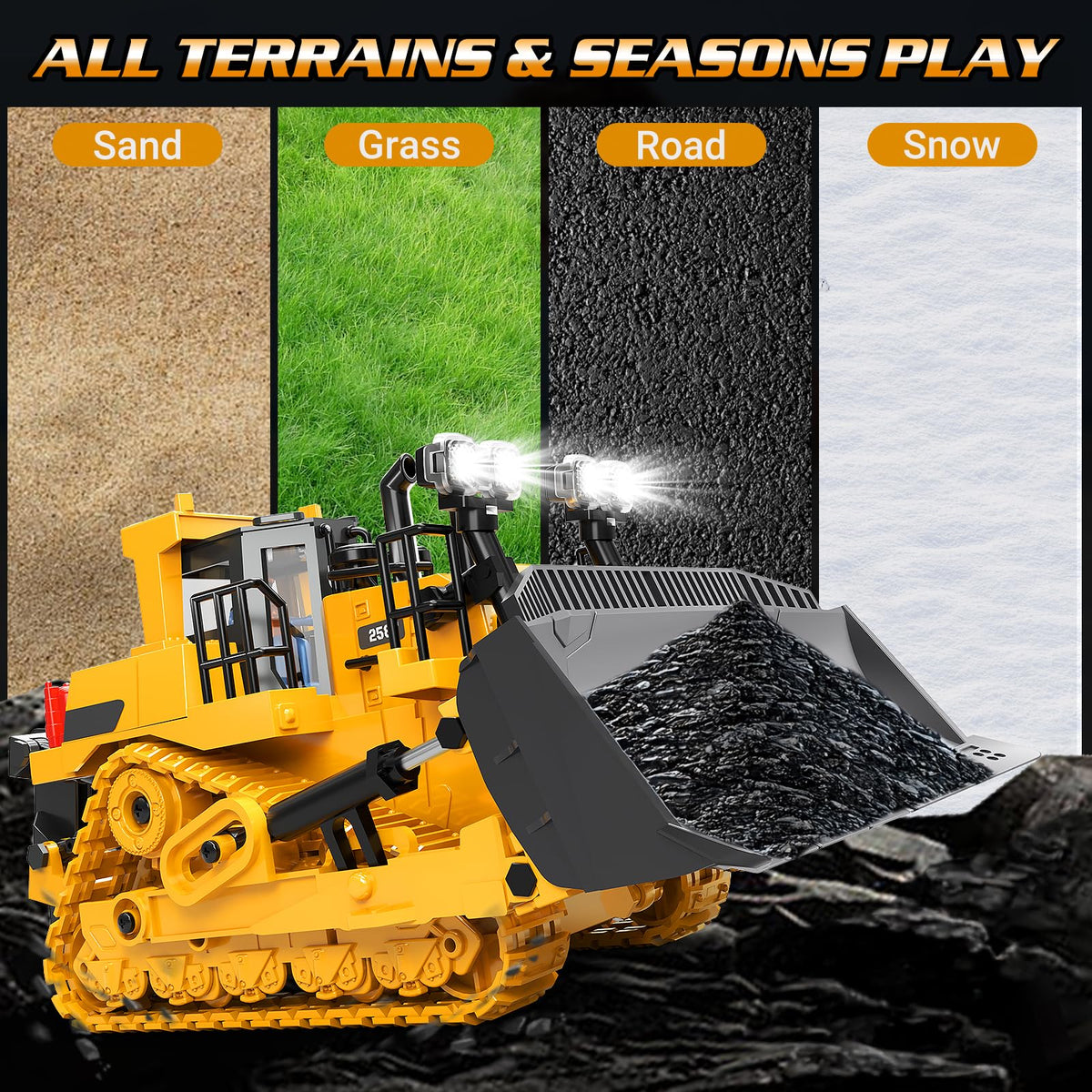 RC Bulldozer Toy for Boys, Remote Control Play Bulldozer Construction ...