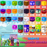 150PCS Magnetic Blocks, Magnetic Tiles Building Sensory Montessori Toys & Games for 3 4 5 6 7 8 9 10 11 12 13 Year Old Boys Girls Halloween Christmas Birthday Gifts