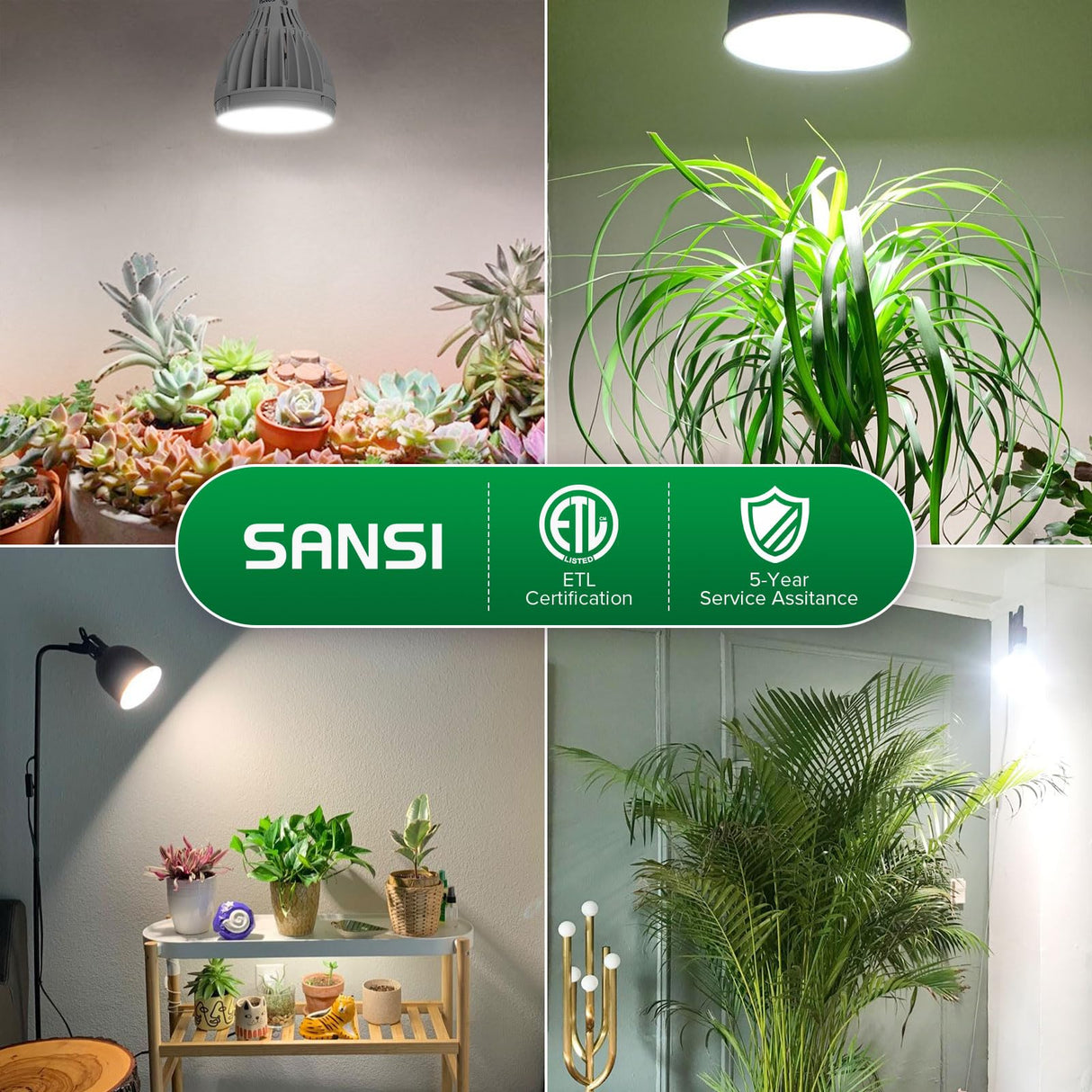 SANSI 32W Grow Light Bulbs for Indoor Plants, 350W Equivalent Full Spectrum LED Grow Light Bulb High PPFD with Optical Lens, Plant Bulbs with Ceramic Tech. Energy Saving for Seeds and Greens