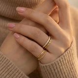 Gelbesty Size 4 Gold Pinky Rings for Women, Non Tarnish 14K Gold Plated Rings for Wedding Engagement, Stackable Thin CZ Bands Set Comfort Fit 4Pcs