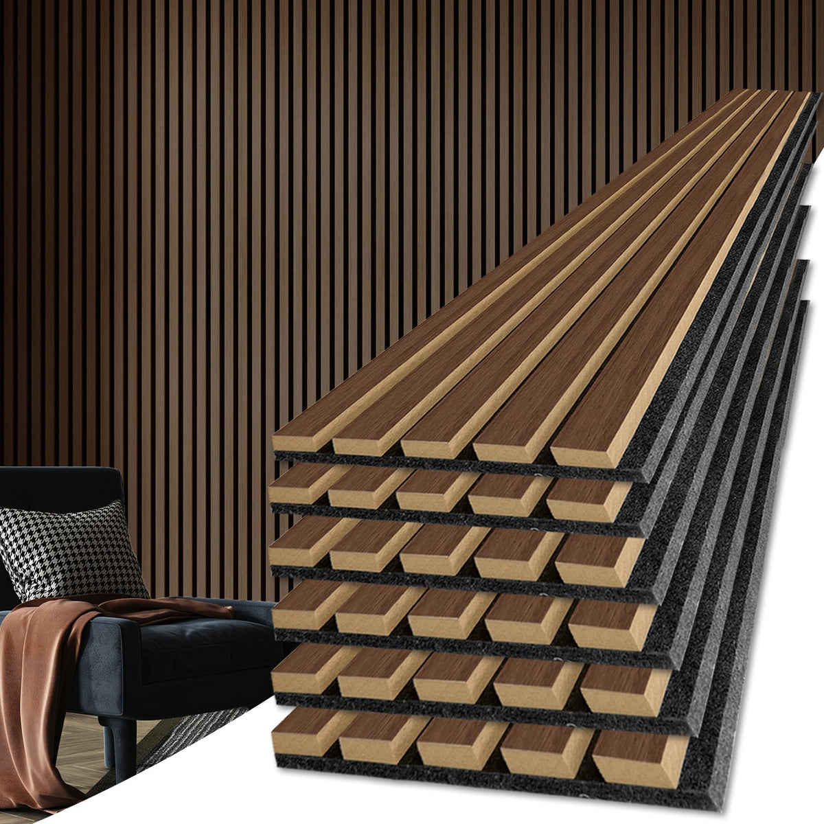 Art3d 6-Pack Acoustic Wood Slat Wall Panels for Interior Decor, 3D Flu ...