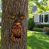 Mood Lab Tree Face Decor with Acorns - Old Man Tree Face Garden Hugger Decoration - Outdoor Tree Decoration
