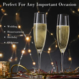 JBHO Champagne Glasses-Elegant Flutes-Gift-Box-Hand Blown Champagne Flutes Glass-100% Lead-Free Premium Crystal - Gift Idea for Wedding, Anniversary, Christmas,New Year-Set of 4-8oz, Clear