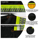 TCCFCCT High Visibility Shirts for Men Class 3 Hi Vis Reflective Safety Shirts for Men Women, Short Sleeve Construction Work Shirts with Green Extend Edge, Meet ANSI, Durable & Breathable, DT-Black L