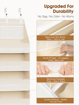 Criusia Over the Door Organizer, 6-Shelf Closet Hanging Storage with 13 Mesh Pockets, 55lbs Capacity Behind the Door Storage for Baby Nursery, Bathroom, Bedroom, and Dorm, Beige