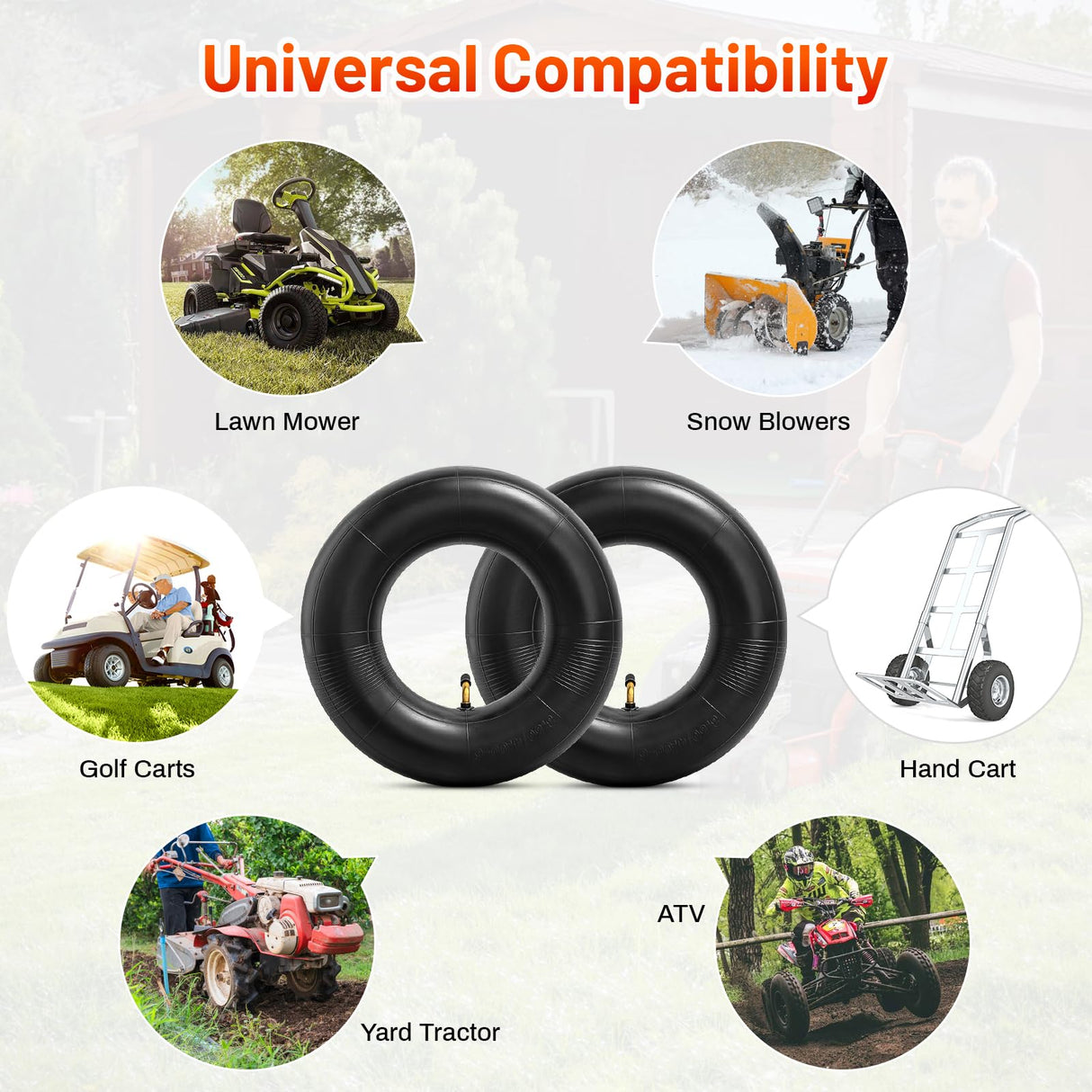 4.10/4.00/3.50-6 (13 x 4.00-6) Replacement Inner Tube with TR87 Bent Valve Stem Compatible with Wheelbarrows, Mowers, Hand Trucks and More 3.50-6 4.00-6 4.10-6 13x4.00-6 Tire Tubes-2 Pcs