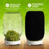 Premium Seed Sprouting Kit & Green Onion Regrower – 2 Wide-Mouth Mason Jars with Sprout Lids, Stainless Stand, Drain Tray, Blackout Sleeves & Cleaning Brush for Broccoli, Alfalfa & Mung Beans