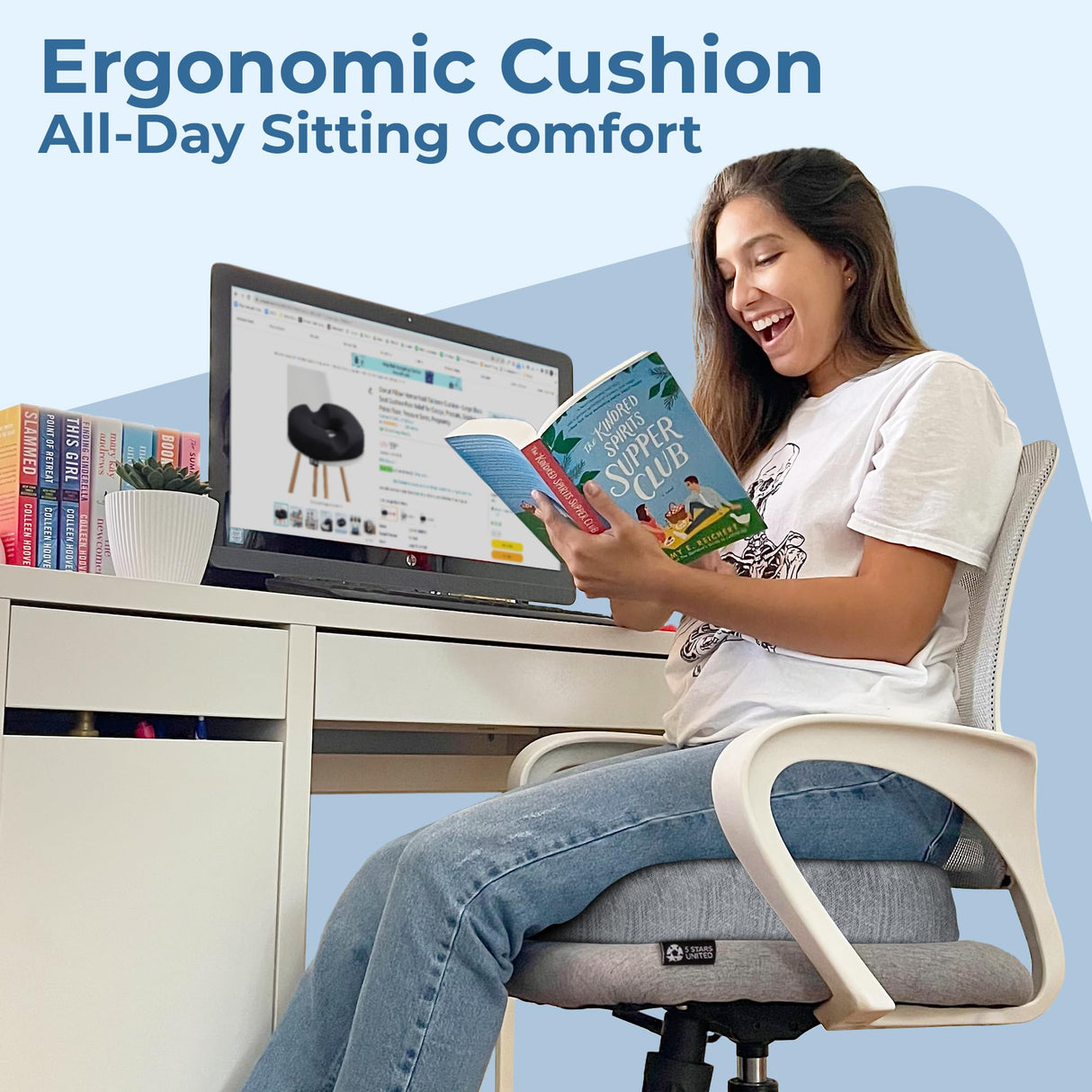 5 STARS UNITED Donut Pillow Hemorrhoid Tailbone Cushion – Large Cushion for Pain Relief – Coccyx, Prostate, Sciatica, Pelvic Floor, Pressure Sores, Pregnancy, Postpartum Recovery, Gray