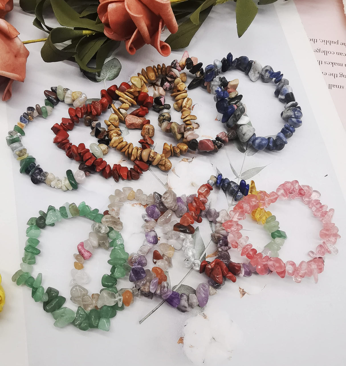 SAMOCO 20Pcs Natural Gemstone Beaded Bracelets for Women
