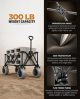 Rangland Beach Wagon with Big Wheels for Sand - All Terrain Steel Frame Utility Cart with 9" Pneumatic Tires, Collapsible Folding Design (Sand Warrior RX800)