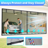 FEGO Garage Door Screen 16x7FT, Magnetic Screen Door with Retractable Fiberglass Mesh and Heavy Duty Weighted Bottom, Easy Assembly&Pass, Hands Free w/ 40 Magnets for 2 Car Garage/Patio/Small Shop
