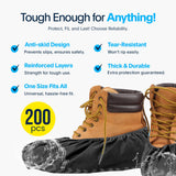 Premium Boot & Shoe Covers Disposable Booties - 200 Pack - Durable, Non-Slip, Non-Toxic, Water Resistant, Recyclable Protectors for Indoor & Outdoor - Large Size Fits Most Shoes
