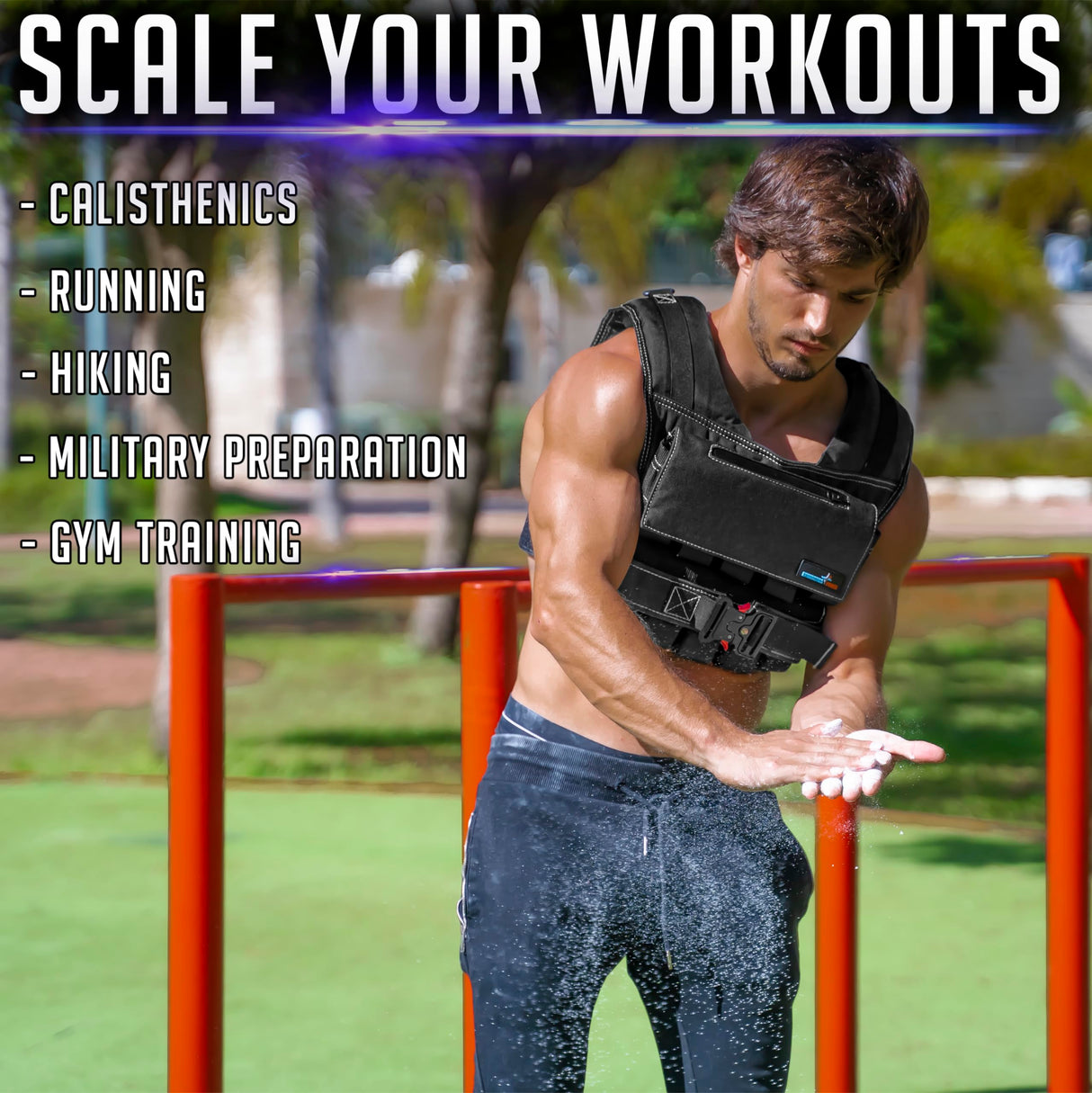 Gymnastics Power - Weighted Vest 6lb, 10lb, 12lb, 25lb, 35lb, 45lb, 60lb Removable Iron Weights for Men and Women Workout for Calisthenics and Fitness Sport Training (45 LB - Black)