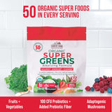 Country Farms Super Greens Berry Flavor, 50 Organic Super Foods, USDA Organic Drink Mix (Wheat Grass, Spirulina, Chlorella) Mushrooms & Probiotics, with Fiber, Gut Health, Natural Energy, 30 Servings