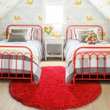Red Round Rug 4Ft for Bedroom, Fluffy Shag Circle Area Rugs for Kids Room Decor Aesthetic, Fuzzy Plush Fur Carpets for Living Room Nursery Dorm Classroom, Red Carpet, Christmas Rugs for Teen Boys