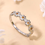 MILACOLATO 925 Sterling Silver Rings for Women Dainty CZ Daisy Flower Ring