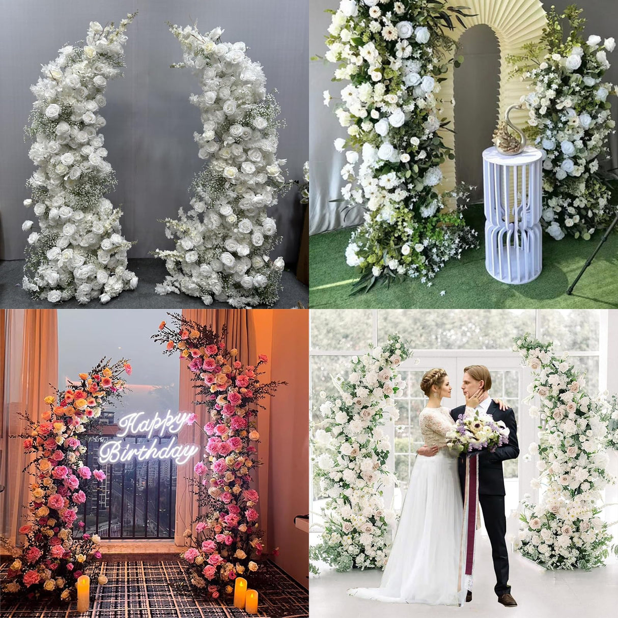 Curved Metal Wedding Arch Stand, Garden Arch Flower Stand Outdoor Indoor Use for Wedding Ceremony Birthday Anniversary Floral Stand Background Decoration 8.2FT and 6.9FT (Gold)