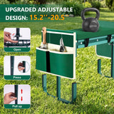AUROPEAK 2-in-1 Garden Kneeler and Seat, Adjustable Garden Stool with Thickened Pad & Handles, 7-Level Height Adjustment, Foldable 420lbs with 2 Tool Bags for Seniors Gardening Outdoor Use