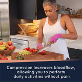 Copper Compression Arthritis Gloves | Fingerless Arthritis Carpal Tunnel Pain Relief for Men & Women | Hand Support Wrist Brace for Neuropathy, Rheumatoid, Tendonitis, Swelling, Crocheting, Typing Pink XL