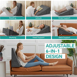 Bedluxe Bed Wedge Pillow for Sleeping, 8 Inch Memory Foam Wedge Pillow Post Surgery, Triangle Pillows Wedge, Elevated Support Pillows for Sleeping, Acid Reflux & Snoring - Removable Washable Cover
