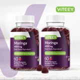 Viteey Moringa Gummies for Adults & Teens - Moringa Leaf Extract 4000mg - Immune Support, Energy Booster, Better Mood Support - Chewable Green Superfood - Vegan, Gelatin Free - Strawberry Flavored