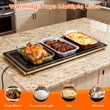 Electric Warming Tray for Food (Long 24x12 Inches), Warming Trays with 12 Temp-Settings,Built-in Thermostat and Full Surface Heating,Versatile Food Warmers for Parties Buffet,Gatherings,Daily Use