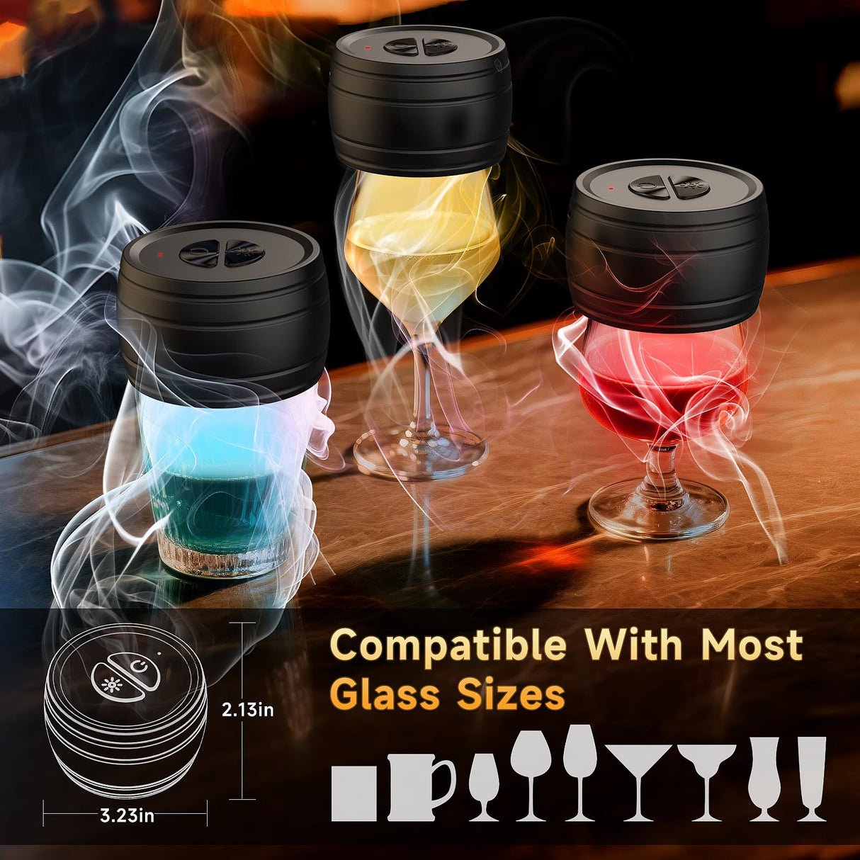 Electric Whiskey Smoker Kit Built-in Lighter, Rechargeable Old Fashioned Cocktail Bourbon Drink Smoker kit with 6 Wood Chips Birthday Gifts for Men Dad Husband Boyfriend Mens