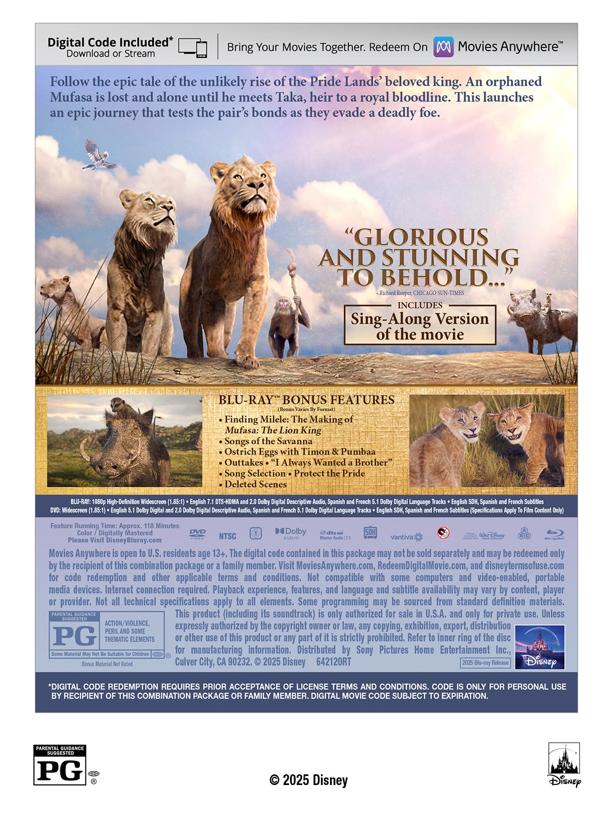 Mufasa: The Lion King - Blu-ray + DVD + Digital