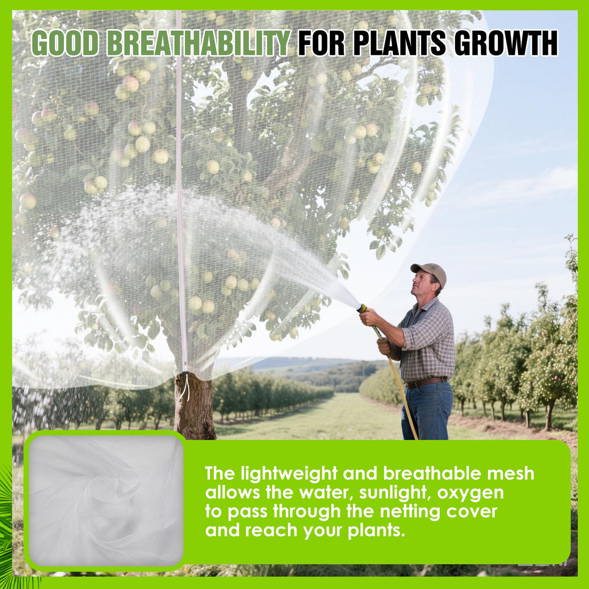 10 X 10FT Large Fruit Tree Netting, Tree Nets for Fruit Trees with Zipper and Drawstring, Insect Netting Barrier for Garden Blueberry Bushes Cherry Peach Apple Protection from Squirrels Birds Pests