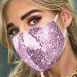 MLGDA Sparkly Sequin Face Cover Glitter Cotton Sequins Masc Masquerade Face Covering (B)