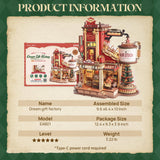 ROKR 3D Puzzle for Adults Christmas Style Dream Gift Factory Wooden Model Kit Luminous Factory DIY Dollhouse Kit Building with Music, Lights and 5 Elves for Adults