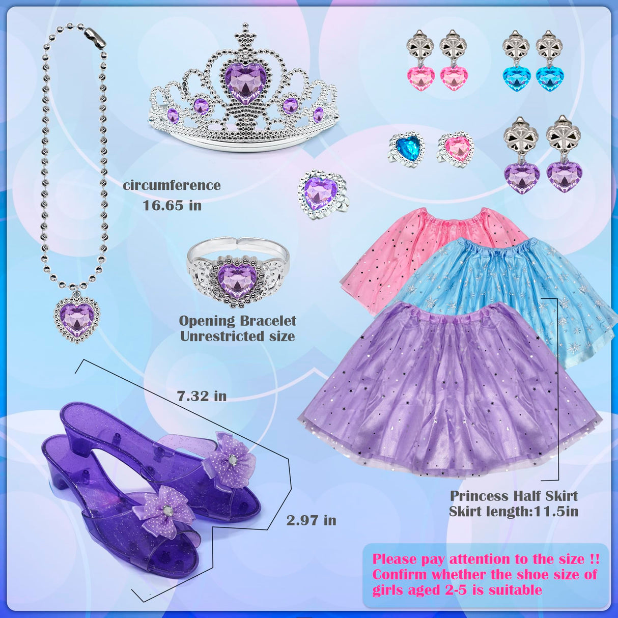 Princess Dress Up for Girls - Toddlers Clothes with Skirts, Shoes, Crown & Play Jewelry, Princess Costume Toys for Girls Age 3,4,5,6 Year Old, Kids Shoes Role Play Gift Idea for Birthday Christmas