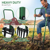 Senvert BroadFork Garden Tool, Heavy Duty 5-Tine Broad Fork Hand Tiller, Garden Pitchfork with Ergonomic U-Shaped Handle, Digging Fork for Gardening, Cultivating