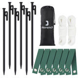 Jevrench Tree Stake Kits, Heavy Duty Tree Stakes and Supports Kits for Young Trees Against Bad Weather, 6 Pcs Tree Stake, 6 Pcs Tree Straps, 2 x 32.8 FT Rope
