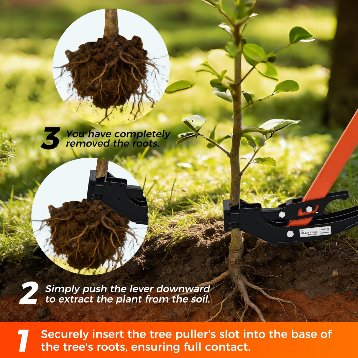OTRUZPV Heavy-Duty Sapling Puller Tool, High-Leverage Tree Puller for 1/4" to 2" Roots, Manual Root Remover for Shrubs, Vines and Thorns, Effort-Saving Weed Puller for Garden, Farm and Landscaping