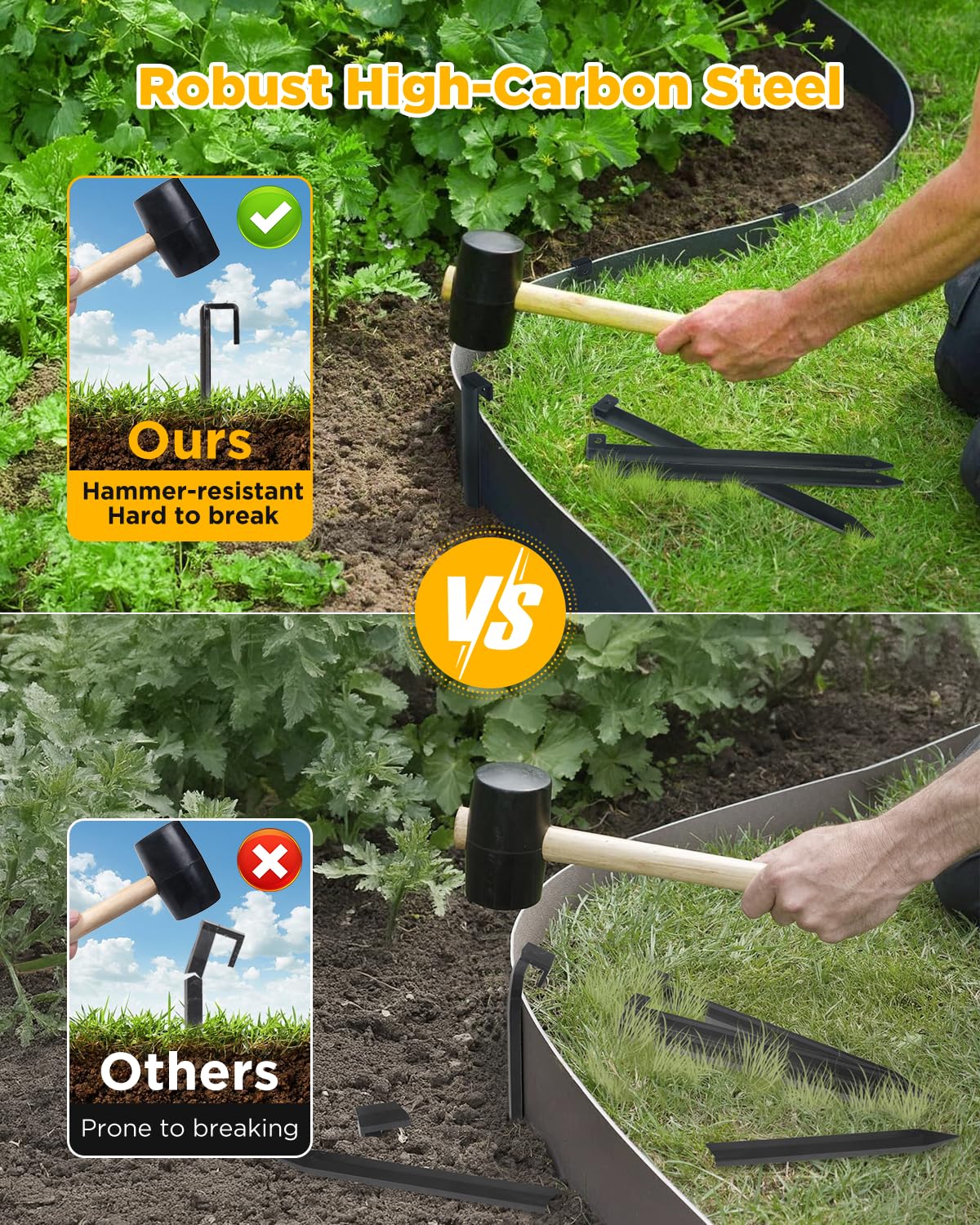 GZBEVITAR Landscape Edging Metal Stakes, 10 Inch Garden Edging Stakes
