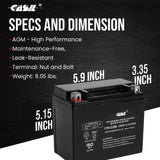 YTX12-BS Battery 12V 10AH 180 CCA - High Performance AGM SLA Power Sport Battery by Casil