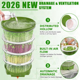 4-Tier Sprouts Growing Kit with Drain Hose & Ventilation Holes, Stackable Microgreens Growing Sprouting Trays Including Blackout Cover, Soil-Free Sprouter for Planting Broccoli Alfalfa Bean Seeds