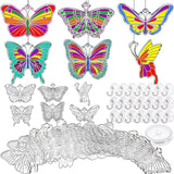 Tioncy 60 Sets Butterfly Suncatchers Kits DIY Window Suncatcher Paint Ornaments Decorations Butterfly Art Suncatchers Crafts Kit for Spring Activities Easter Art Project Party Favors