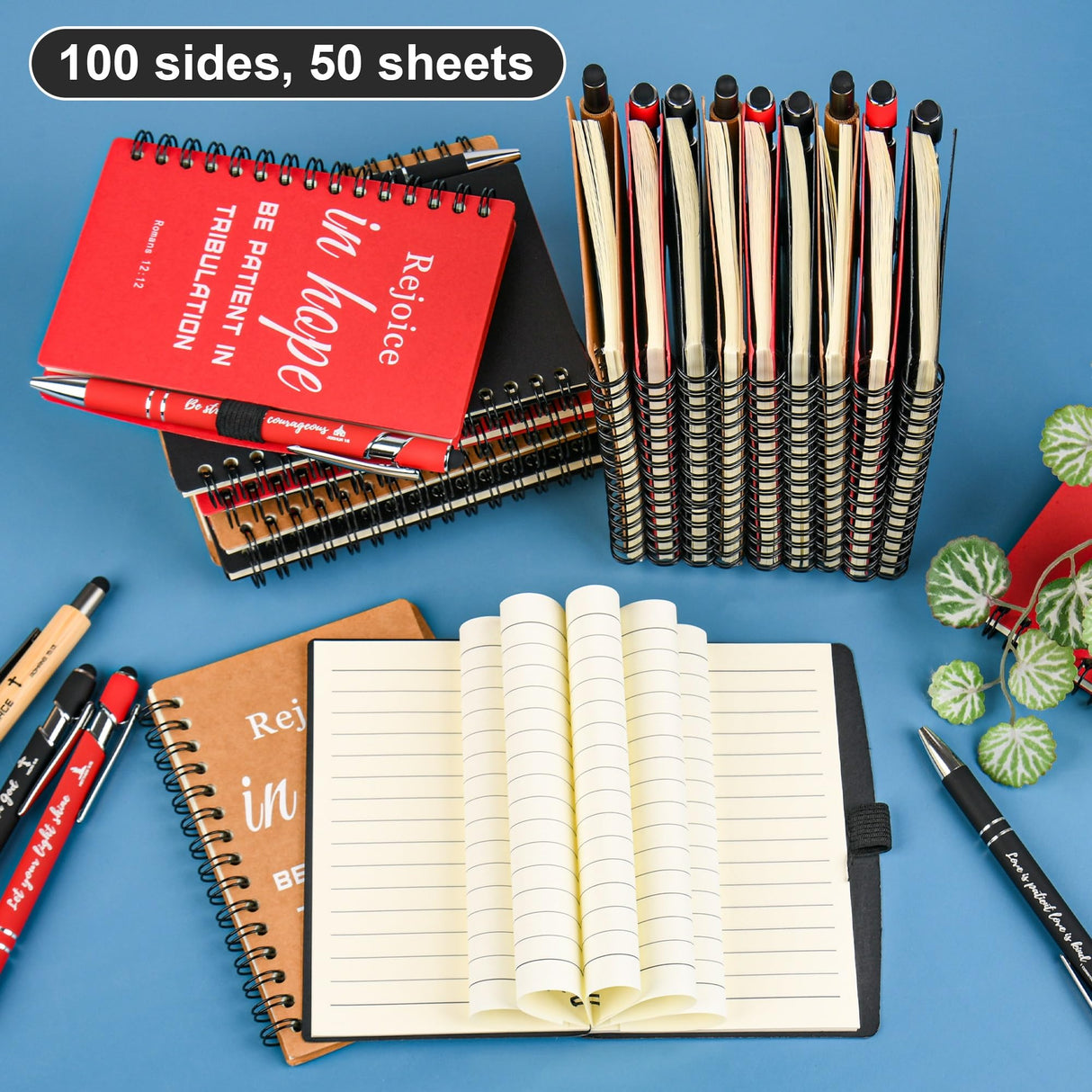 INSADA Christian Prayer Journal Spiral Notebooks Bulk with Pens - Small Notepads (4.13”x5.43”) - Christmas Gifts for Women men,Church Members & Bible Study Groups (30 sets multicolor)