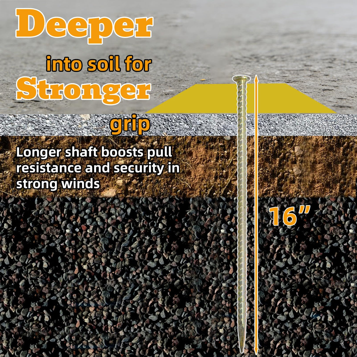 LONSOUR 16 Inch Rebar Stakes 10 Pack – 1/2 Inch Diameter Galvanized Steel Heavy Duty Ground Anchors, Metal Garden Stakes for Camping Tent, Speed Bump, Hard Soil, Fence, Wheel Stop