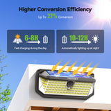 TECKNET 4200LM 416 LED Solar Lights Outdoor IP66 Waterproof,Solar Motion Lights Outdoor with 300° Angle & 3 Lighting Modes,Solar Outdoor Lights for Patio Yard Deck Front Garden Garage- 4 Pack