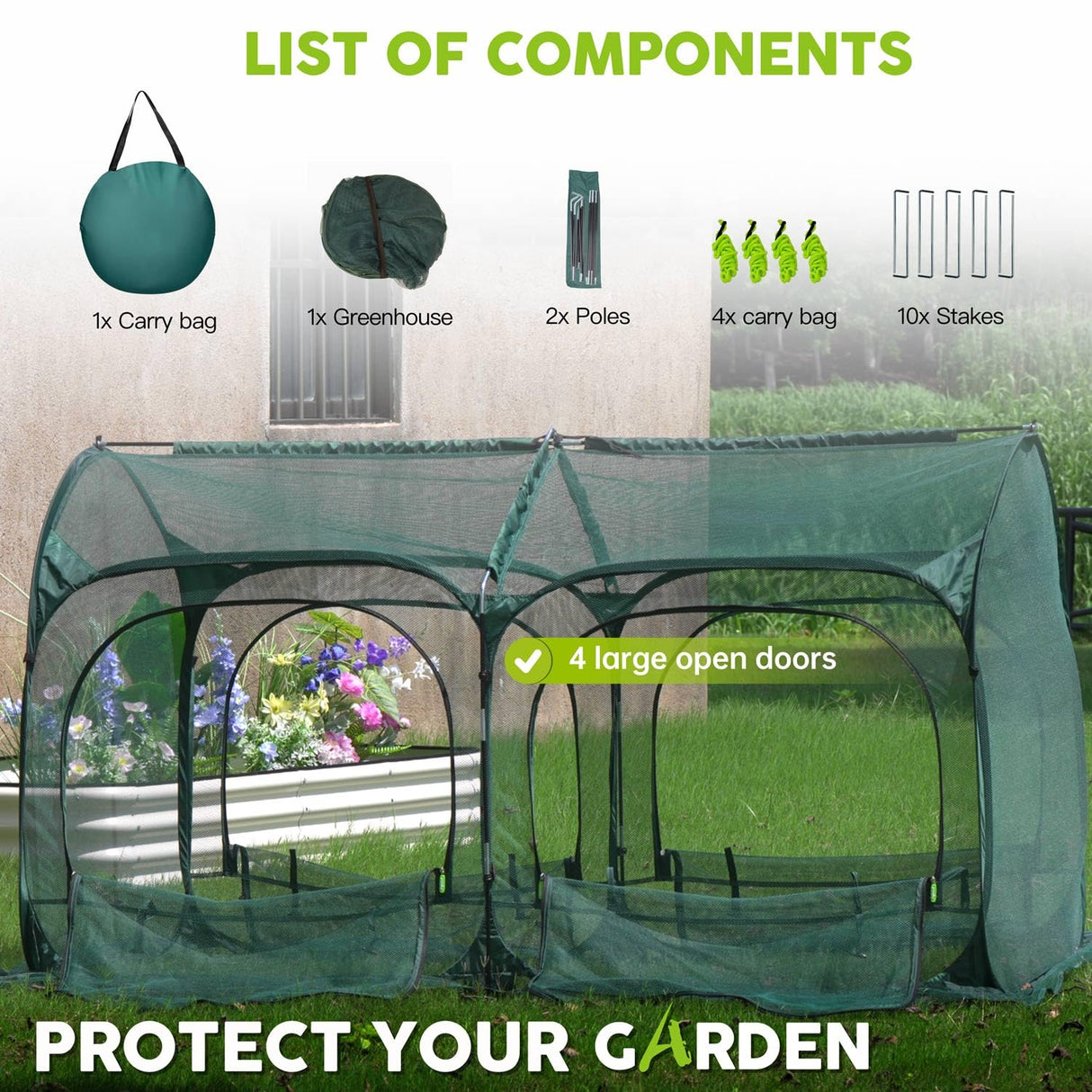 Poray Large 6.6x3.3FT Tunnel Plant Netting Cover, Pop up Crop Cage Gardening Net Cover for Protecting Vegetables &Fruits,Durable Gardening Net for Plant and Small Animals