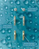 PAVOI CZ Huggie Set, Yellow Gold, Size 3 Millimeters, 12 Millimeters