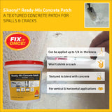 SIKA Sikacryl Ready-Mix Concrete Patch, Gray, Textured, 1 qt (6 Pack) - Durable Repair for Spalls and Cracks in Concrete and Masonry, Easy Cleanup, Acrylic-Based