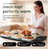 Quiveli Electric Food Warming Mat for Buffet - 24"x15" with Child Lock, Timer, 3 Preset Temp - Fast & Even Heating Foldable Warming Mats for Food Dishes - Food Heating Pad for Kitchen Counter