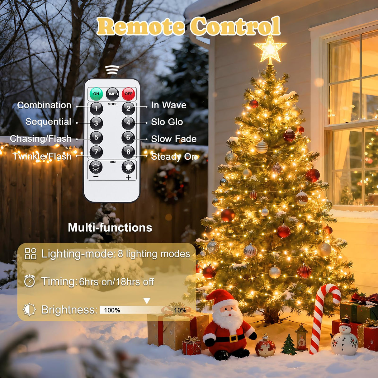 JMEXSUSS 2 Pack Fairy Lights Battery Operated with Remote, Total 400 LED 132ft Battery Powered String Lights, Christmas Twinkle Lights for Bedroom Indoor Outdoor Patio Tree Christmas Decor, Warm White